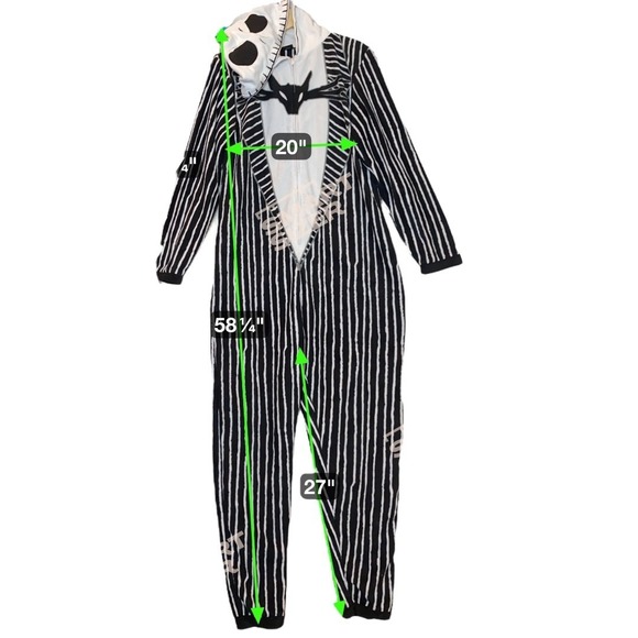 Nightmare Before Christmas Jack Skellington Striped Pajama S Black Halloween Fun - Picture 4 of 5